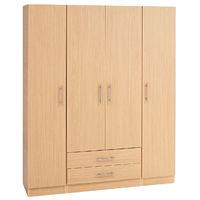 Hilton 4 Door Wardrobe and 2 Drawers Oak