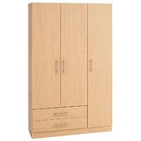 Hilton 3 Door Wardrobe and 2 Drawers Beech