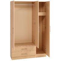 Hilton 3 Door Wardrobe and 2 Drawers Oak