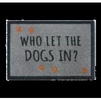 Howler & Scratch Let the Dogs In Pet Mat - Orange Pawprints