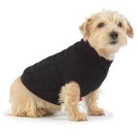 House Of Paws Cable Knit Black Dog Jumper