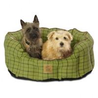 House Of Paws Green Tweed Oval Snuggle Dog Bed