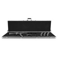 iKayaa Black Aluminum Hard Single Rifle Gun Case With Locks Large Shotgun Case Carrying Storage Box Gun Accessory