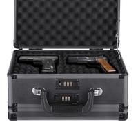 iKayaa Double Sided Aluminum Hard Pistol Handgun Case With 2 Combination Locks Security Gun Carry Storage Box Accessory