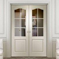 JBK Classique Door Pair with Clear Glass is Woodgrained & Primed