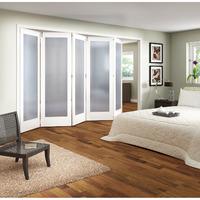 Jeld-Wen Shaker White Primed 1 Light Obscure Glazed Fold Sliding Internal Door 2047x3538x35mm 5+0