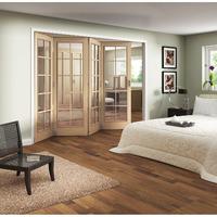 Jeld-Wen Internal Oak Room Fold Sliding Huntingdon Door With Clear Glass 2047x2849x35mm 4+0