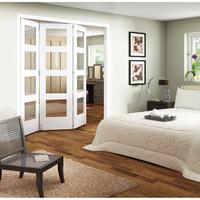 Jeld-Wen Shaker White Primed 4 Lite Clear Glazed Fold Sliding Internal Door 2047x1929x35mm 3+0