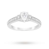 Jenny Packham Oval Cut 0.85 Carat Total Weight Diamond Art Deco Style Ring in Platinum