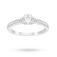 Jenny Packham Oval Cut 0.45 Carat Total Weight Diamond Art Deco Style Ring in Platinum - Ring Size K