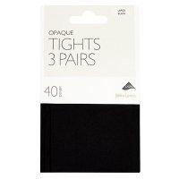 John Lewis 40 denier black opaque tights, pack of 3 (large)