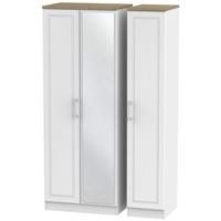 Kent White Ash and Oak Triple Wardrobe - Tall with Mirror