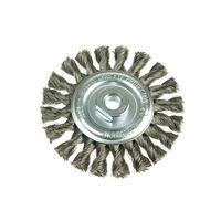 Knot Wheel Brush 125 x 14mm 22.2mm Bore Steel Wire 0.50