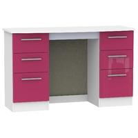 Knightsbridge 6 Drawer Dressing Table Knightsbridge - 6 Drawer Dressing Table - Pink Gloss - White Base Colour