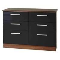 Knightsbridge 6 Drawer Midi Chest Knightsbridge - 6 Dr Midi Chest - Black Gloss - Cream Base Colour