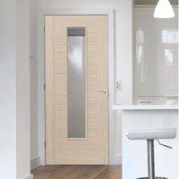 Laminates Ivory Painted Door With Clear Safety Glass is Prefinished