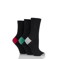 Ladies 3 Pair Pringle Terri-Ann Contrast Heel and Toe Socks