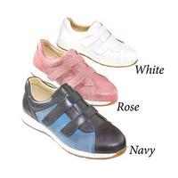 Ladies? Leather Leisure Trainer Shoes, Touch Fastening, White, Size 6