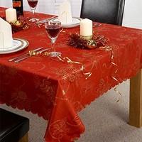 Linens Limited Angelica Christmas Tablecloth, Red, 60 x 84 Inch