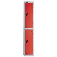 LOCKER 2 DOOR D:457MM SILVER BODY & RED DOOR