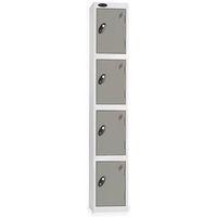 LOCKER 4 DOOR D:305MM WHITE BODY & SILVER DOOR