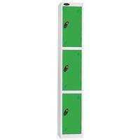 LOCKER 3 DOOR D:457MM WHITE BODY & GREEN DOOR