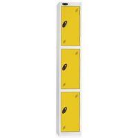 LOCKER 3 DOOR D:457MM WHITE BODY & YELLOW DOOR