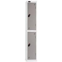 LOCKER 2 DOOR D:305MM WHITE BODY & SILVER DOOR