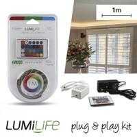 Lumilife Plug&Play Non Waterproof RGB LED Colour Changing Strip Kit 1M