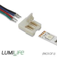 Lumilife Slim LED Strip to Wire Connector (Pack of 3) - Large Chip / Small Chip / RGB options