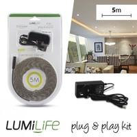 Lumilife Plug & Play Non Waterproof LED Strip Light Kit Cool White 5M