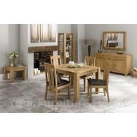 Lyon Oak End Extension Dining Table - 110cm & 4 Slatted Chairs