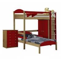 Maximus L Shape Antique Long High Sleeper Set 2 with Red