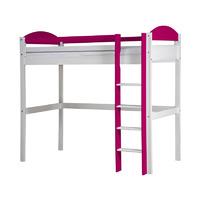 Maximus Long Whitewash High Sleeper Bed with Fuschia