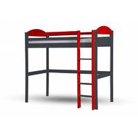 Maximus Long Graphite High Sleeper Bed with Red