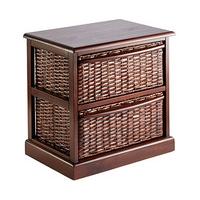 Mahogany & Wicker 2 Drawer Unit