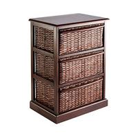 Mahogany & Wicker 3 Drawer Unit