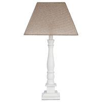 Maine Candlestick Table Lamp White Wood Beige Shade