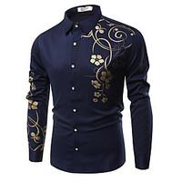 Men's Casual / Going out / Casual/Daily Simple / Street chic Winter / Autumn Shirt,Solid / Patchwork Classic Collar Long SleeveBlue /