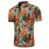 Men's Going out Beach Spring Summer ShirtFloral Classic Collar Short Sleeve Cotton Linen Opaque Thin