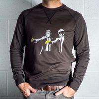 Mens 8Ball Black Tag Premium Vintage Sweatshirt - Banksy Pulp Fiction Bananas