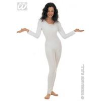 M/L White Ladies Womens Lady Bodysuit with Sleeves for Gymnastics Dancer Ballerina Adult Onesize White