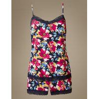 M&S Collection Lace Trim Floral Print Camisole Set