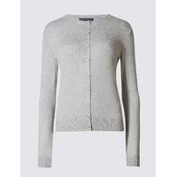 M&S Collection Ribbed Hem Round Neck Cardigan