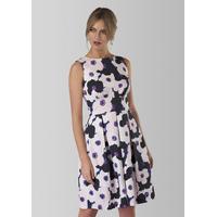 Multi Floral Keyhole Back Tie and Pleat Dress