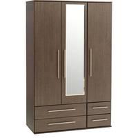 New York 3 Door 4 Drawer Mirrored Wardrobe White Gloss