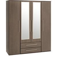 New York 4 Door 2 Drawer Mirrored Wardrobe White Gloss