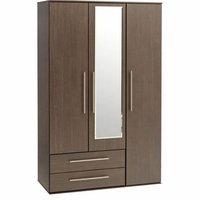 New York 3 Door 2 Drawer Mirrored Wardrobe White Gloss