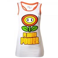 NINTENDO SUPER MARIO BROS. Flower Power Medium Tank Top, Adult Female, White/Orange