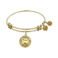 Non-Antique Stipple Finish Brass Apple, Teach, Inspire Angelica Bangle Bracelet